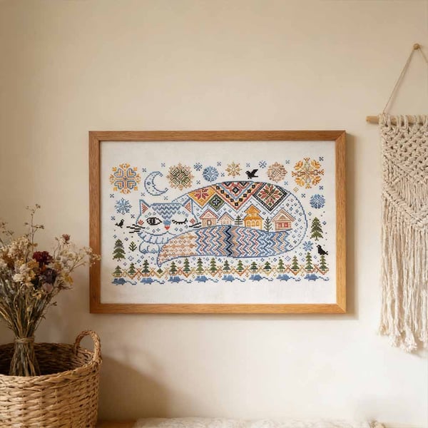 🐱 Korsstygnskit med vinterkatter