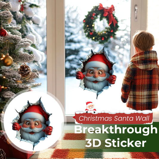 🎅 Christmas Santa Wall Breakthrough 3D Sticker