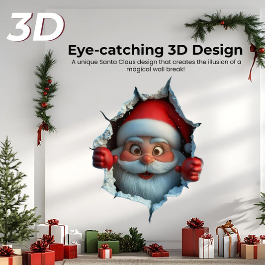 🎅 Christmas Santa Wall Breakthrough 3D Sticker