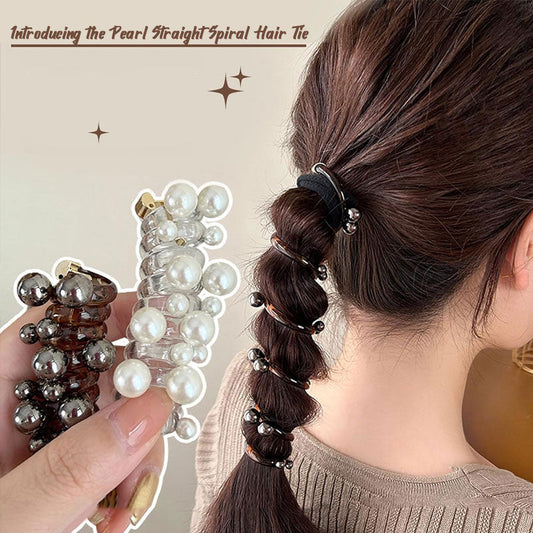 Élastique à cheveux droit en spirale avec perles