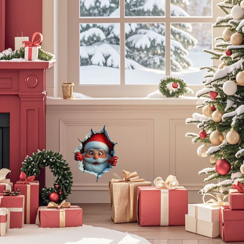 🎅 Christmas Santa Wall Breakthrough 3D Sticker