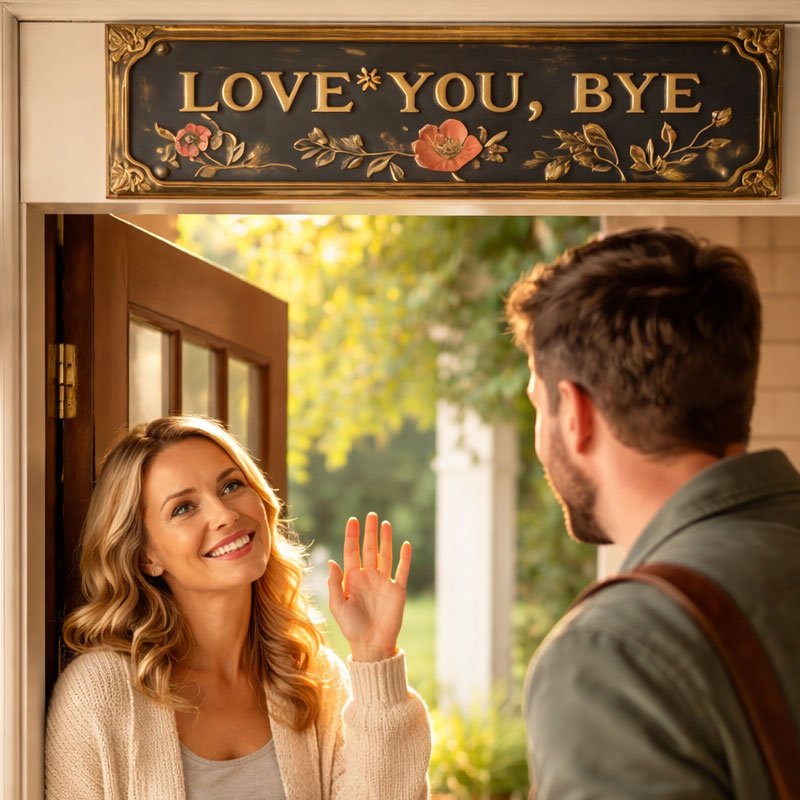 Väggskylt "Älskar dig, hejdå"