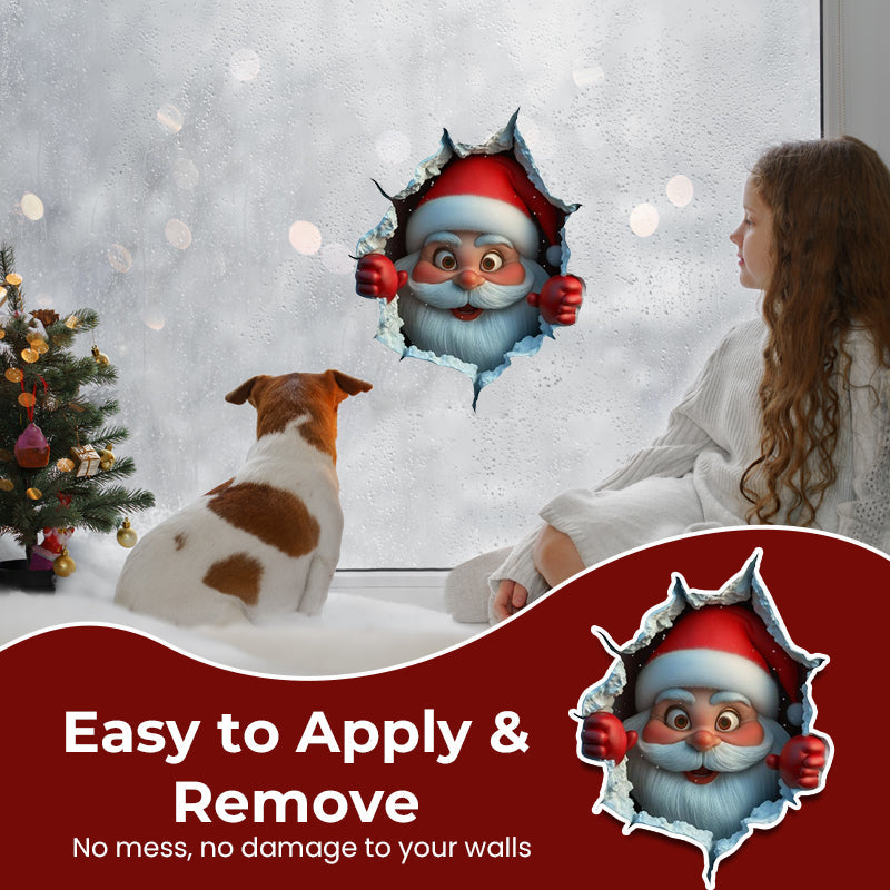 🎅 Christmas Santa Wall Breakthrough 3D Sticker