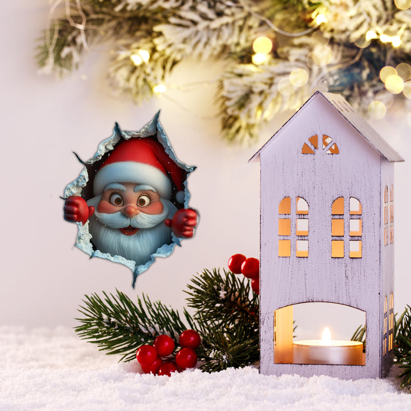 🎅 Christmas Santa Wall Breakthrough 3D Sticker