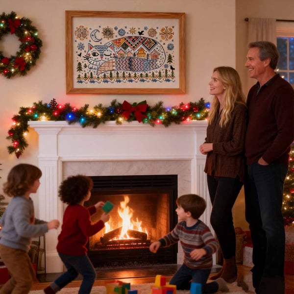 🐱 Korsstygnskit med vinterkatter