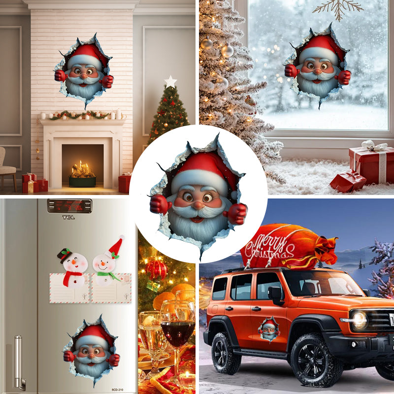 🎅 Christmas Santa Wall Breakthrough 3D Sticker